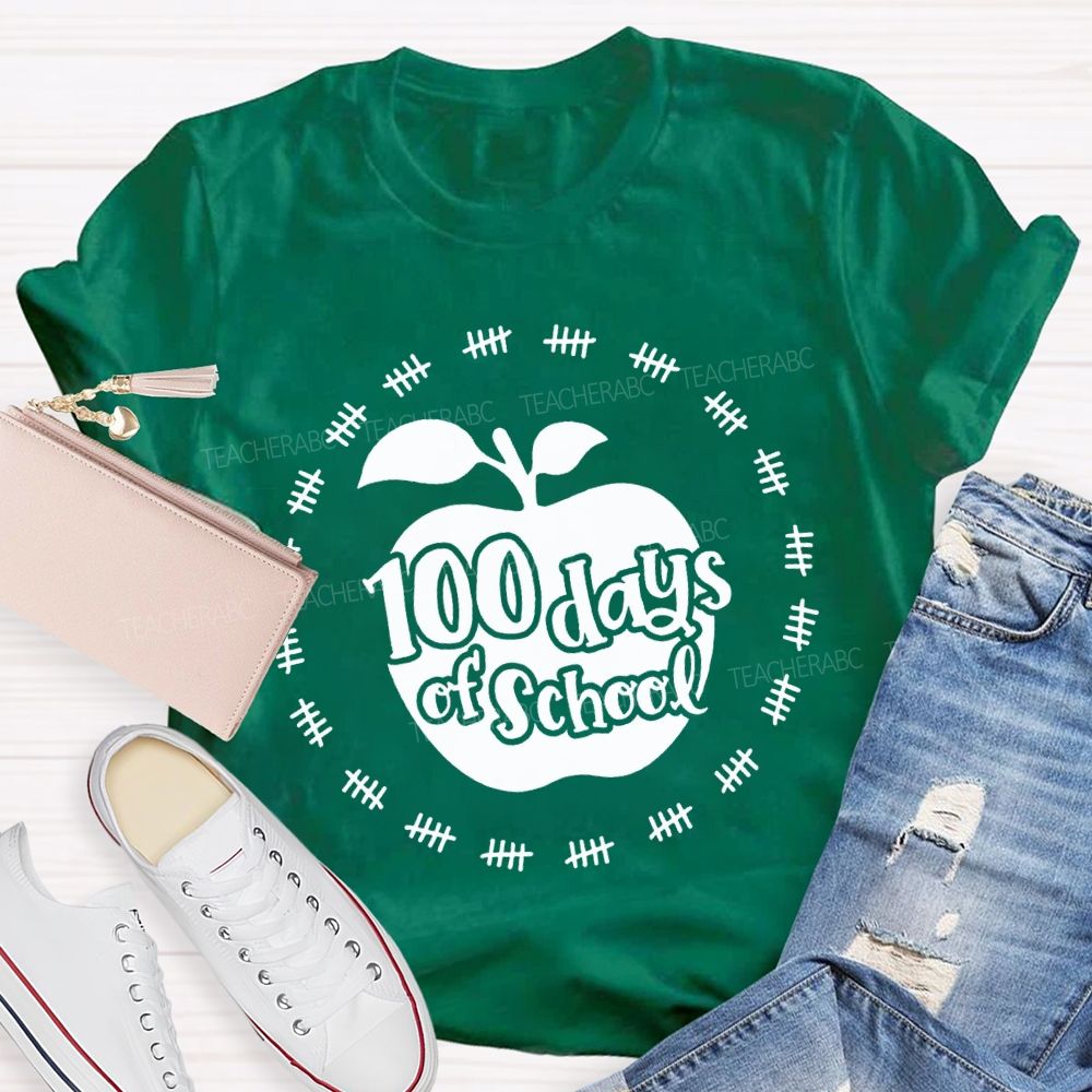 100 Days Of School Apple Print T-shirt