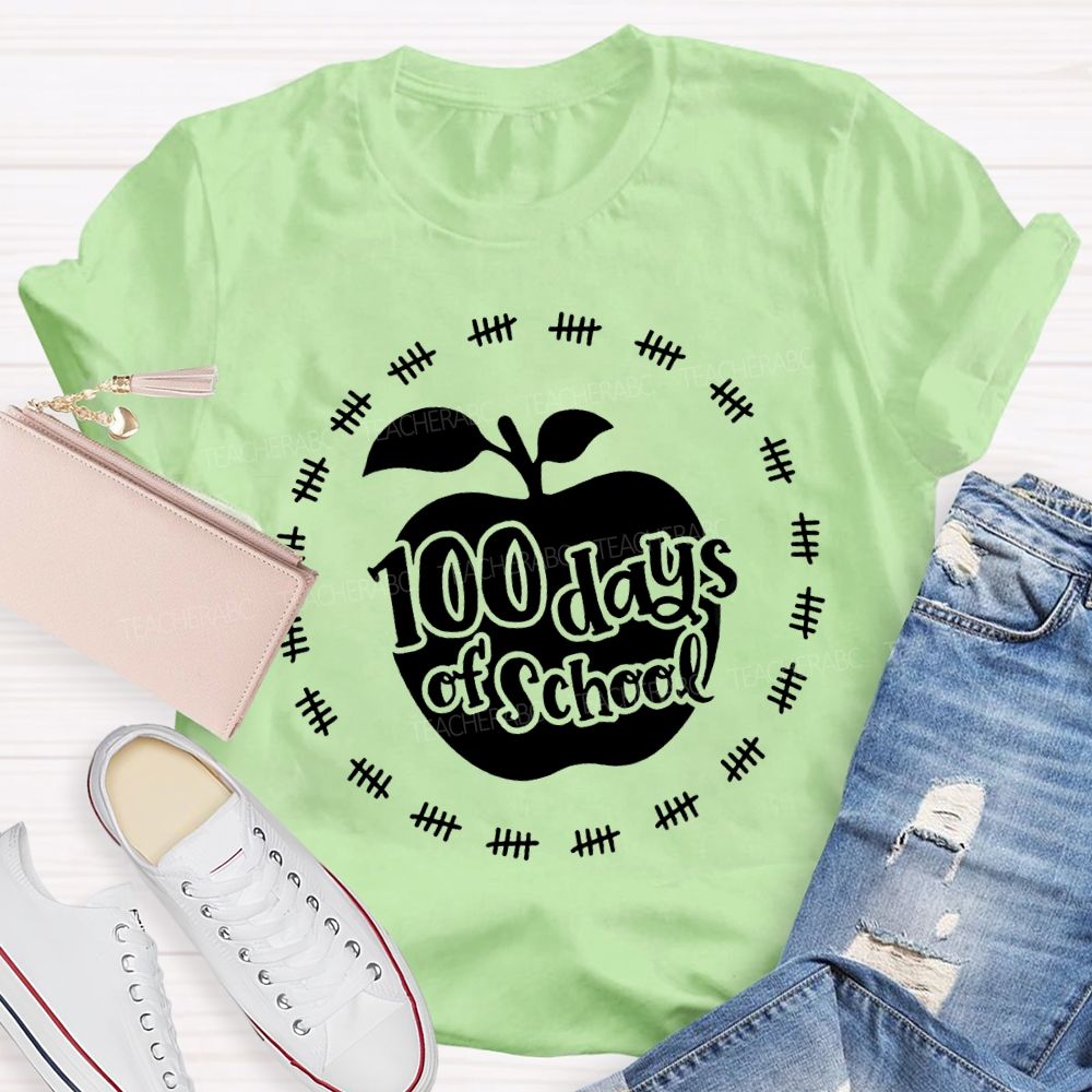 100 Days Of School Apple Print T-shirt