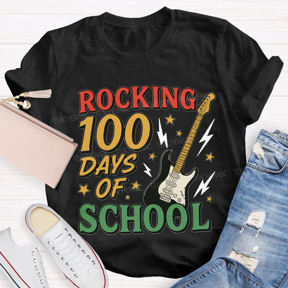 Rocking 100 Days Of School And A Guitar T-shirt