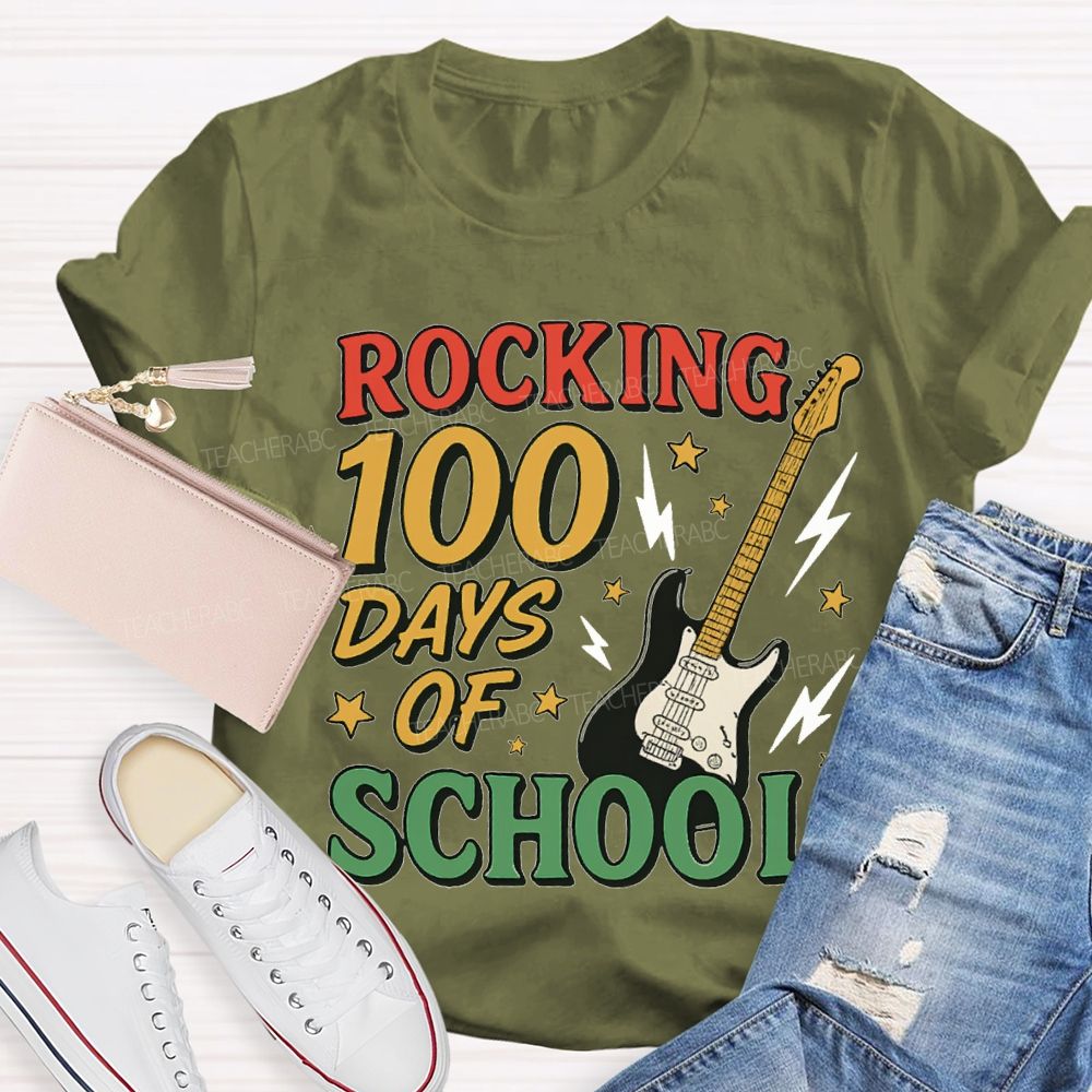 Rocking 100 Days Of School And A Guitar T-shirt