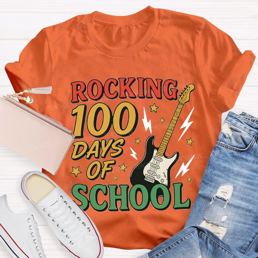Rocking 100 Days Of School And A Guitar T-shirt