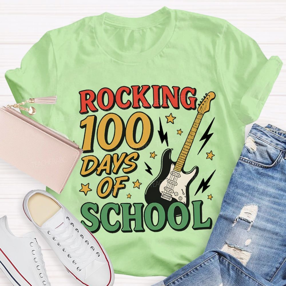 Rocking 100 Days Of School And A Guitar T-shirt