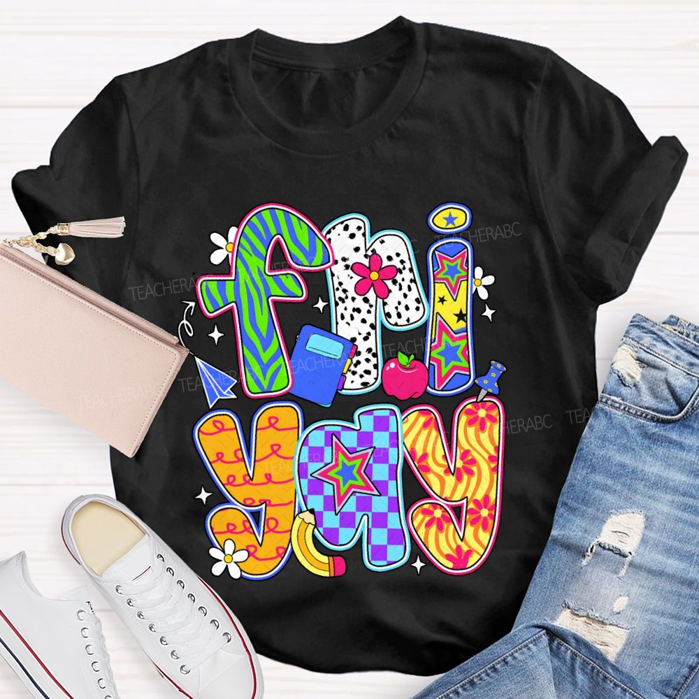 Fri Yay Polka Dot And Checkered Font T-shirt