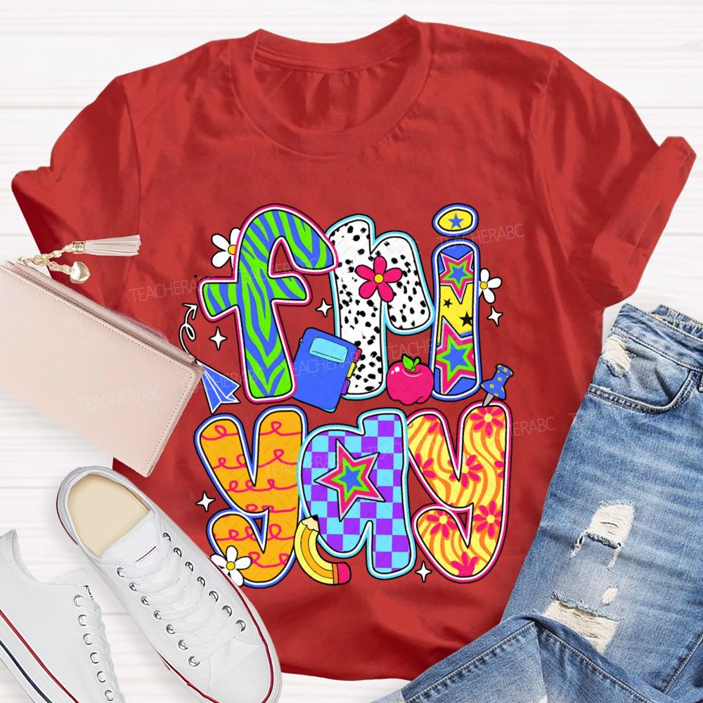 Fri Yay Polka Dot And Checkered Font T-shirt