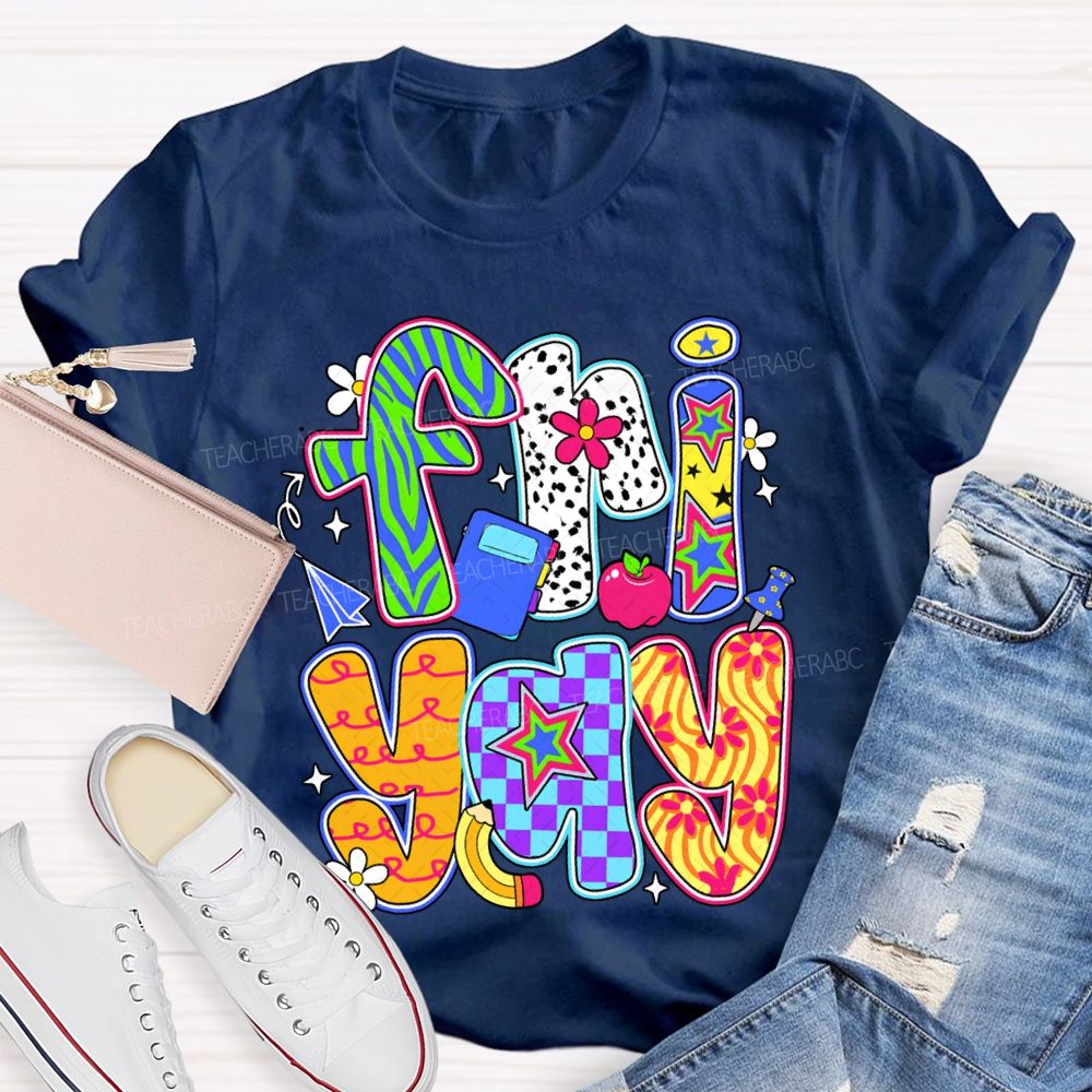 Fri Yay Polka Dot And Checkered Font T-shirt