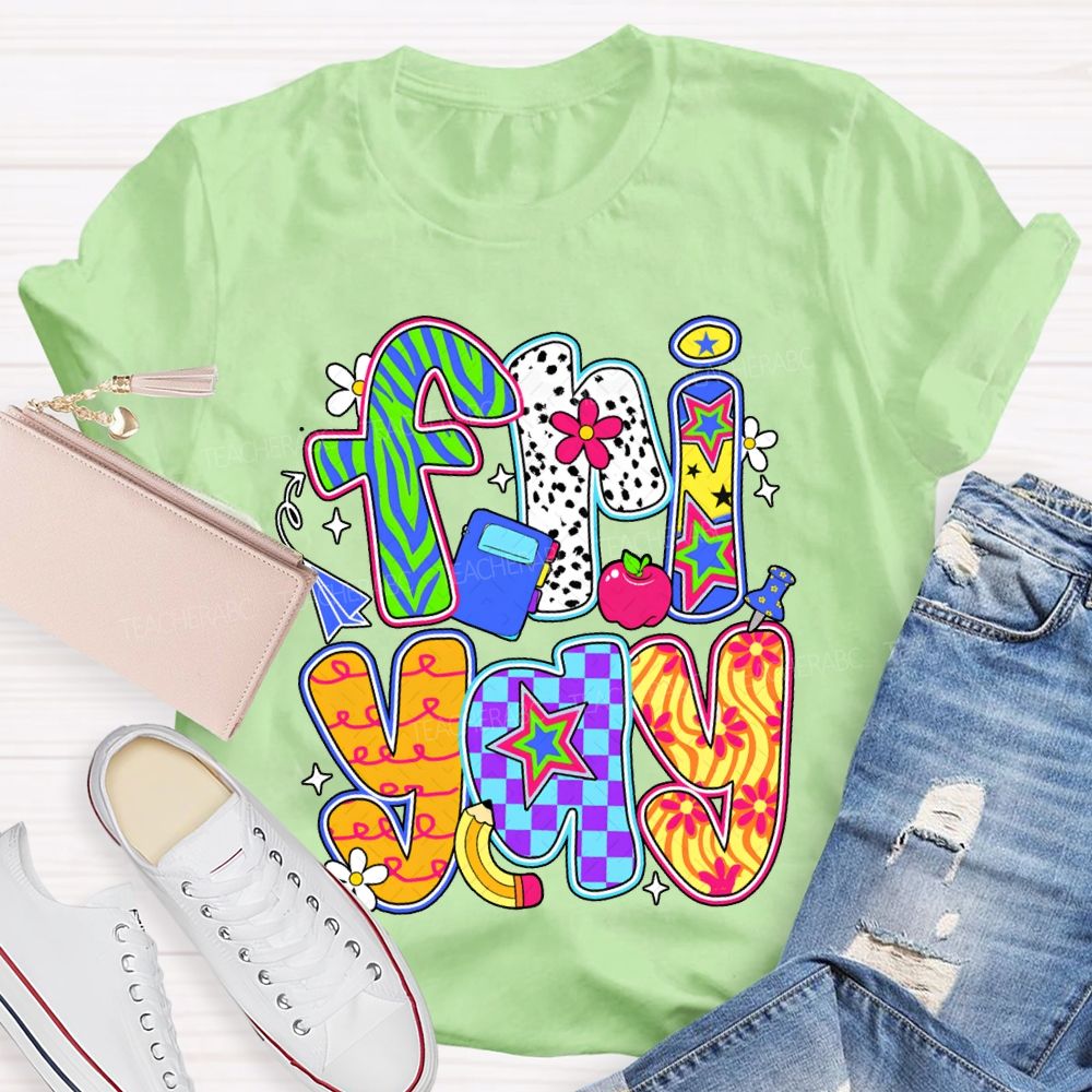 Fri Yay Polka Dot And Checkered Font T-shirt