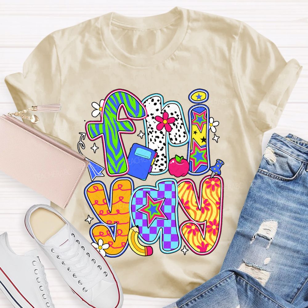 Fri Yay Polka Dot And Checkered Font T-shirt