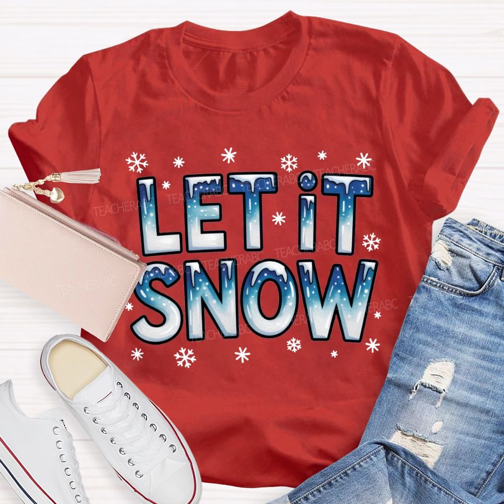 Let It Snow Snowflake Fonts Christmas T-shirt