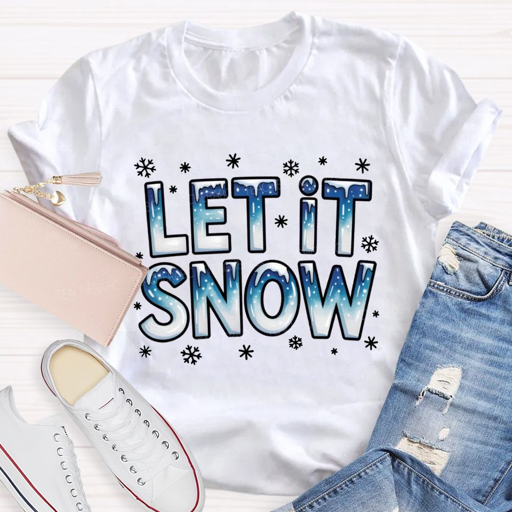 Let It Snow Snowflake Fonts Christmas T-shirt