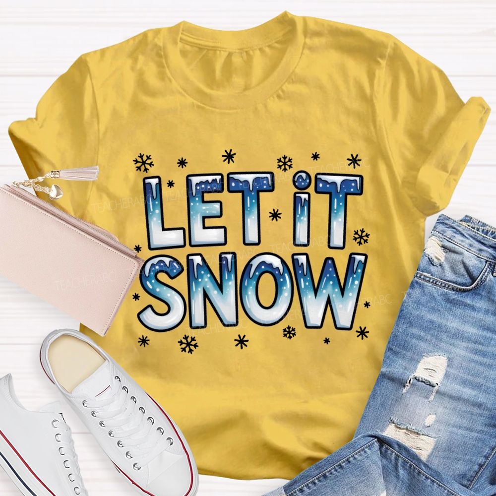 Let It Snow Snowflake Fonts Christmas T-shirt