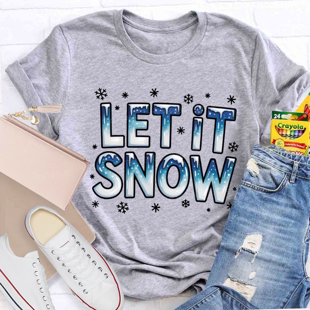 Let It Snow Snowflake Fonts Christmas T-shirt