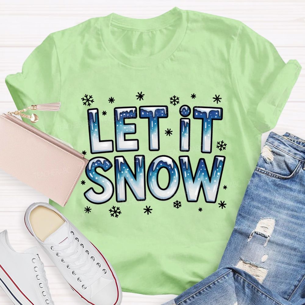Let It Snow Snowflake Fonts Christmas T-shirt