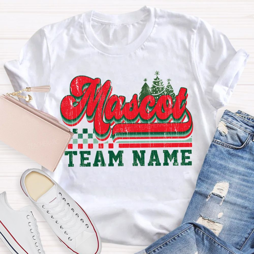Personalized Mascot And Team Name Christmas Trees And Merry Christmas T-shirt