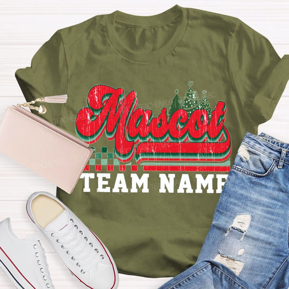 Personalized Mascot And Team Name Christmas Trees And Merry Christmas T-shirt