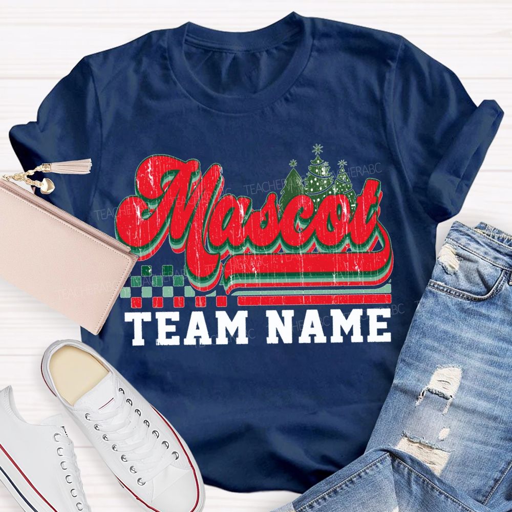 Personalized Mascot And Team Name Christmas Trees And Merry Christmas T-shirt