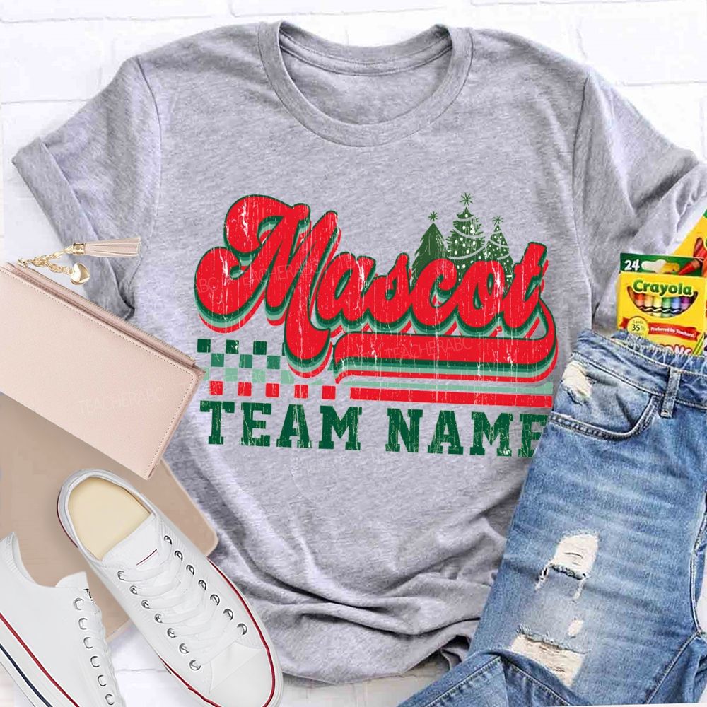 Personalized Mascot And Team Name Christmas Trees And Merry Christmas T-shirt