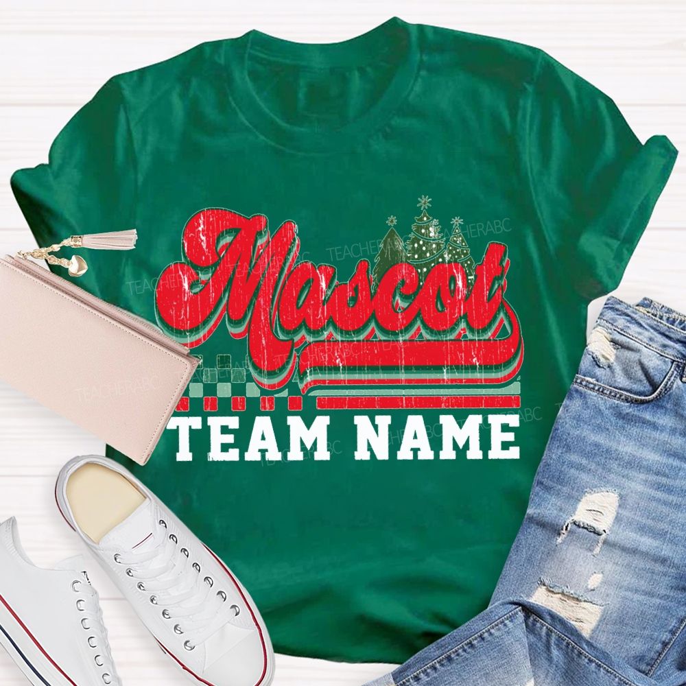 Personalized Mascot And Team Name Christmas Trees And Merry Christmas T-shirt