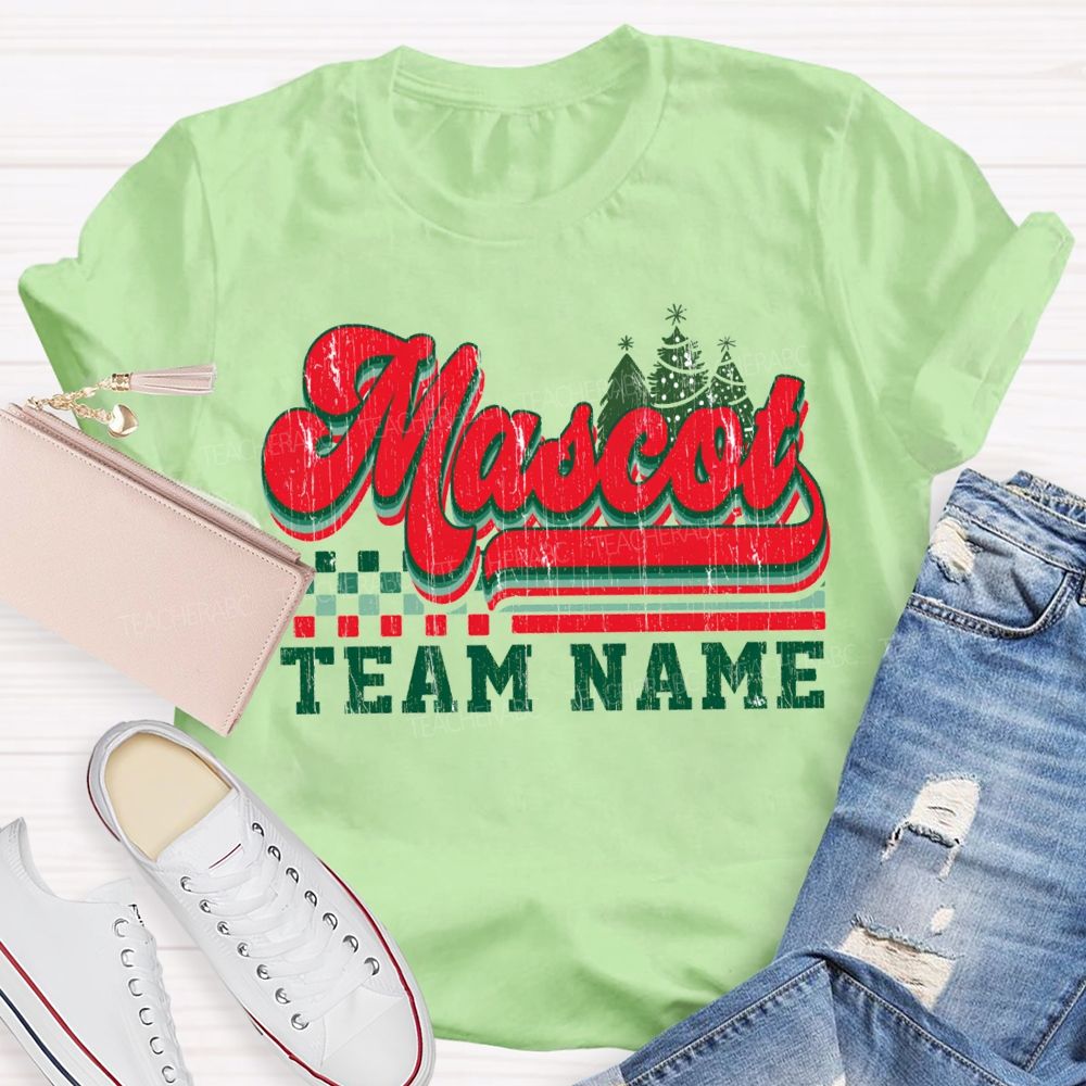 Personalized Mascot And Team Name Christmas Trees And Merry Christmas T-shirt