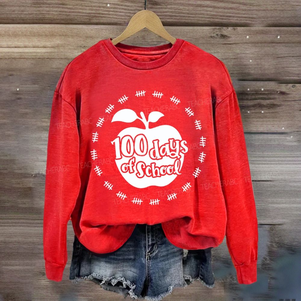 100 Days Of School Circle Apple Sweatshirt