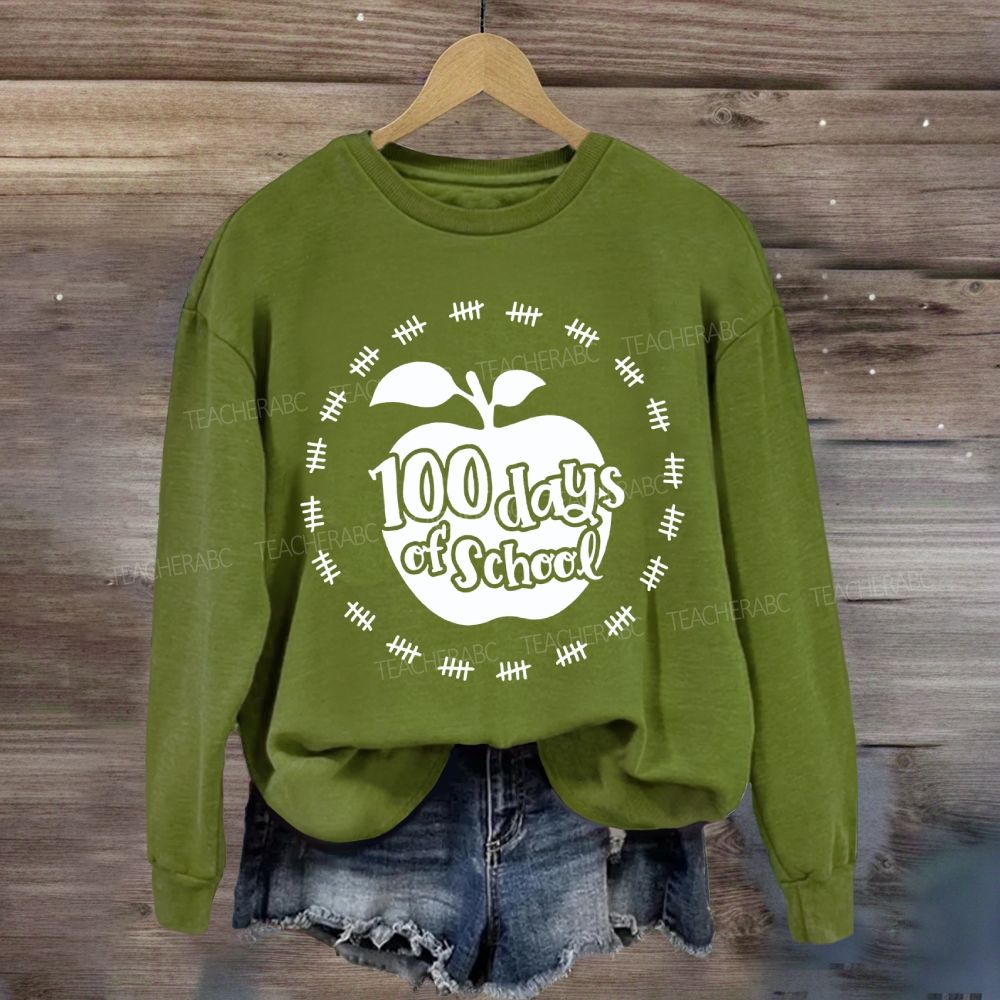100 Days Of School Circle Apple Sweatshirt