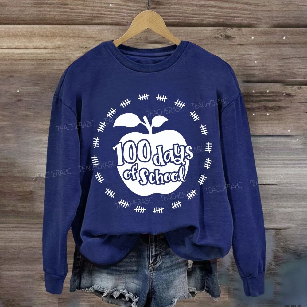 100 Days Of School Circle Apple Sweatshirt