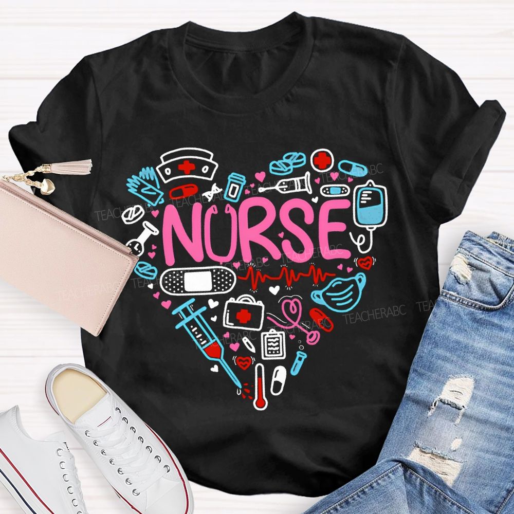 School Nurse Pink Vibes Valentine'S Day T-shirt