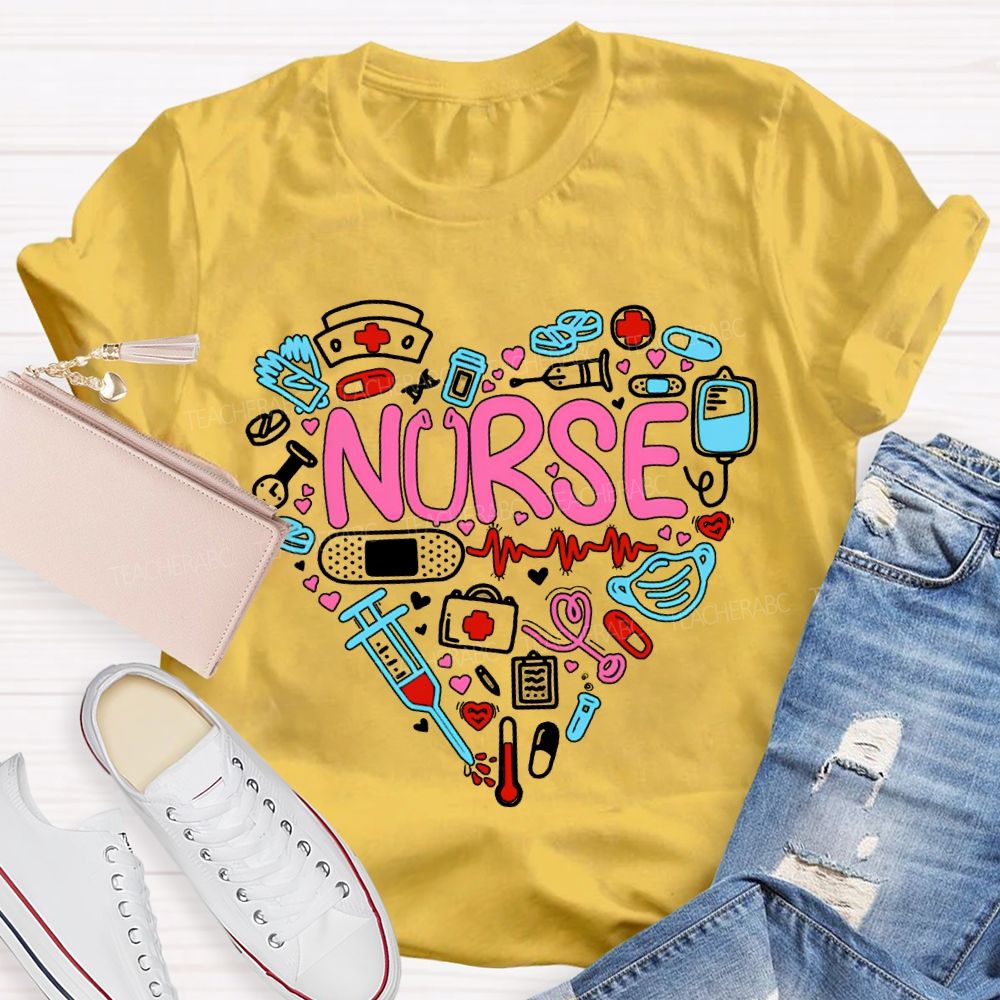 School Nurse Pink Vibes Valentine'S Day T-shirt