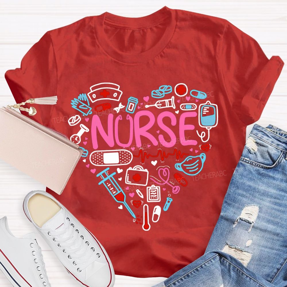 School Nurse Pink Vibes Valentine'S Day T-shirt