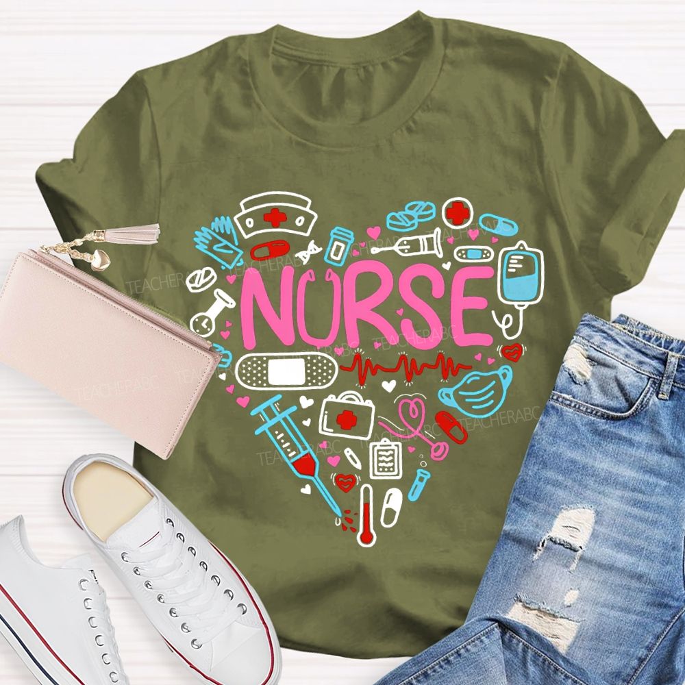 School Nurse Pink Vibes Valentine'S Day T-shirt