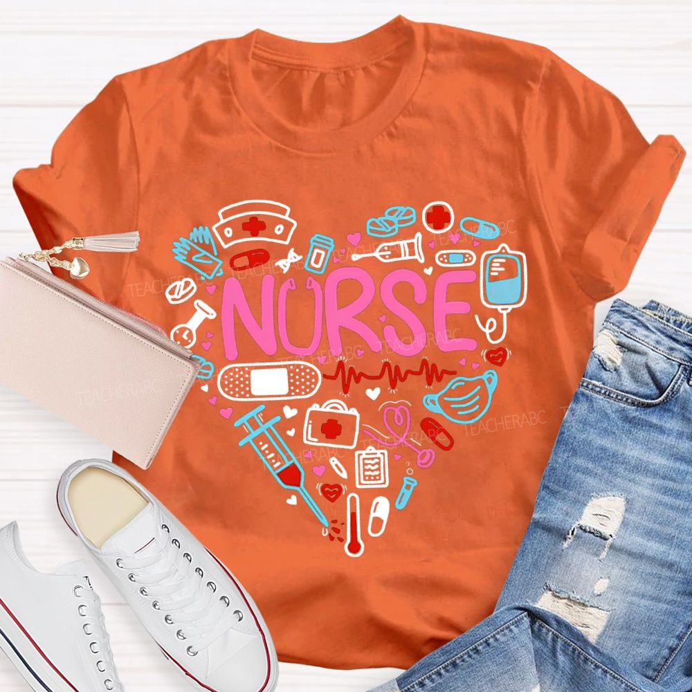 School Nurse Pink Vibes Valentine'S Day T-shirt