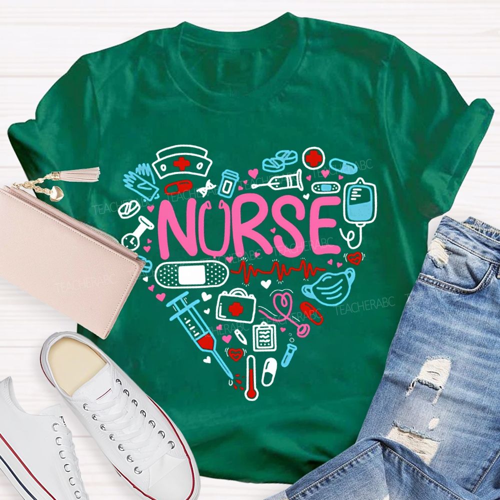 School Nurse Pink Vibes Valentine'S Day T-shirt