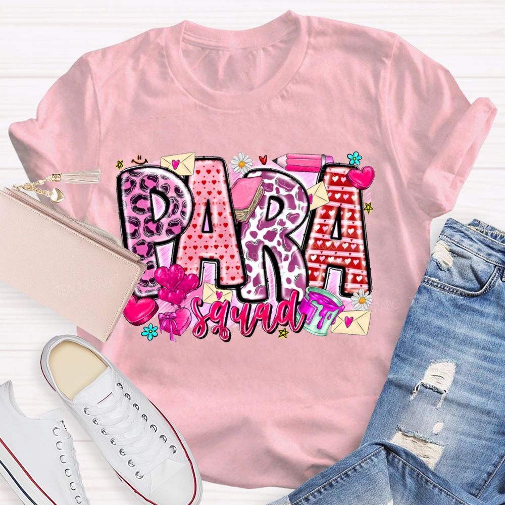 Para Squad Heart Print Valentine'S Day T-shirt