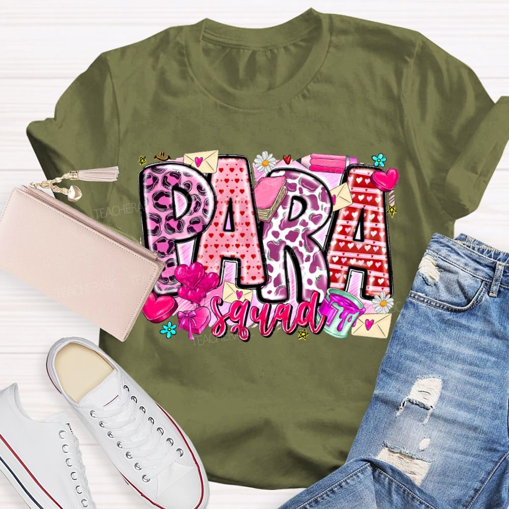 Para Squad Heart Print Valentine'S Day T-shirt