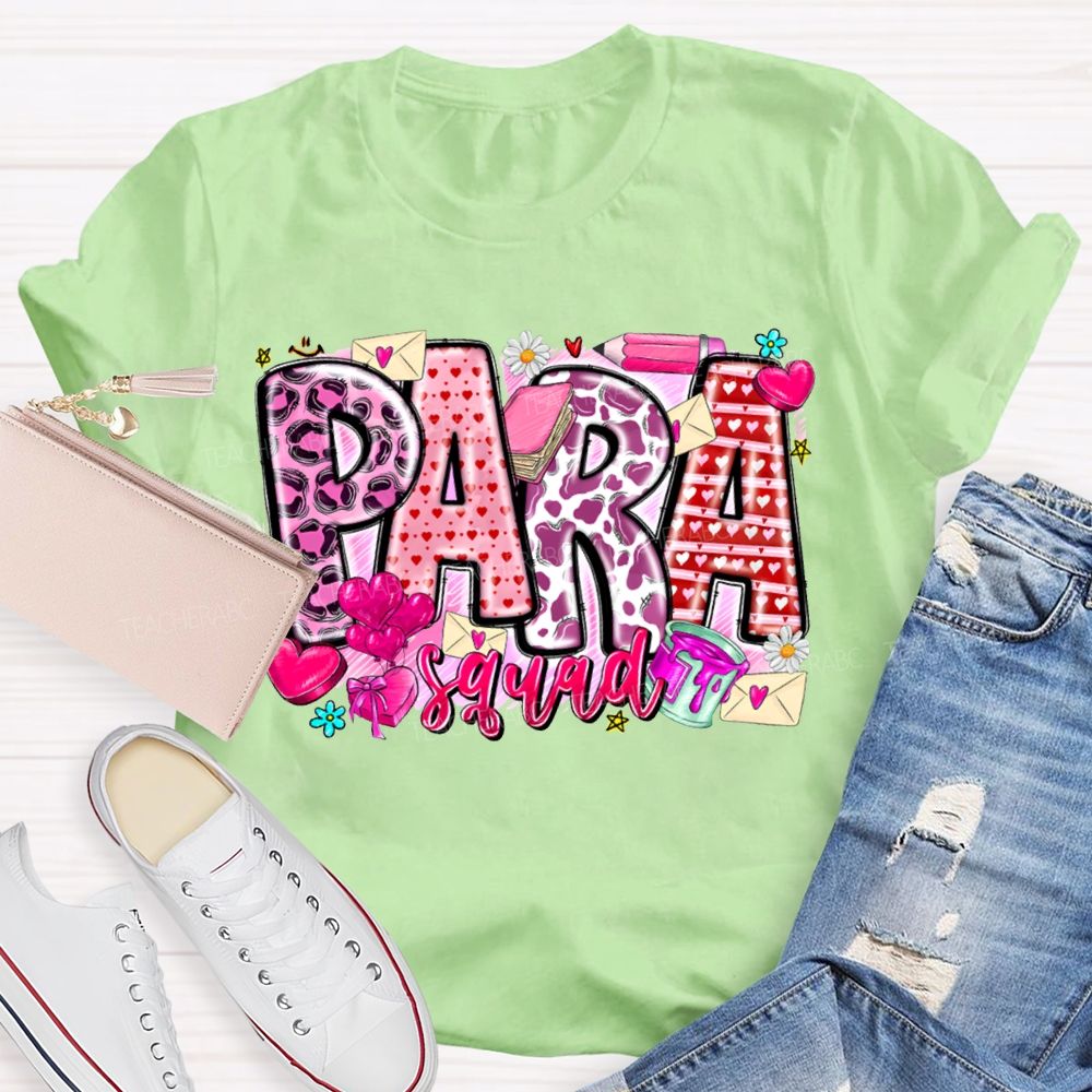 Para Squad Heart Print Valentine'S Day T-shirt