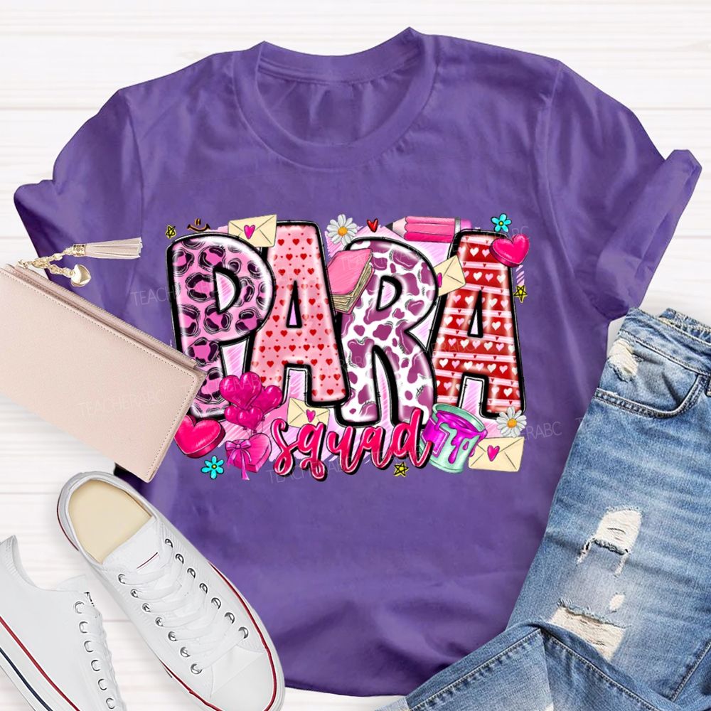 Para Squad Heart Print Valentine'S Day T-shirt