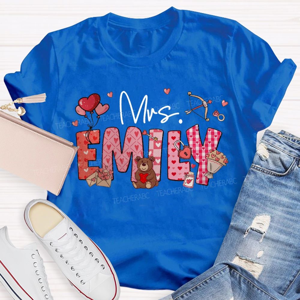 Personalized Name Heart-Shaped Fonts T-shirt