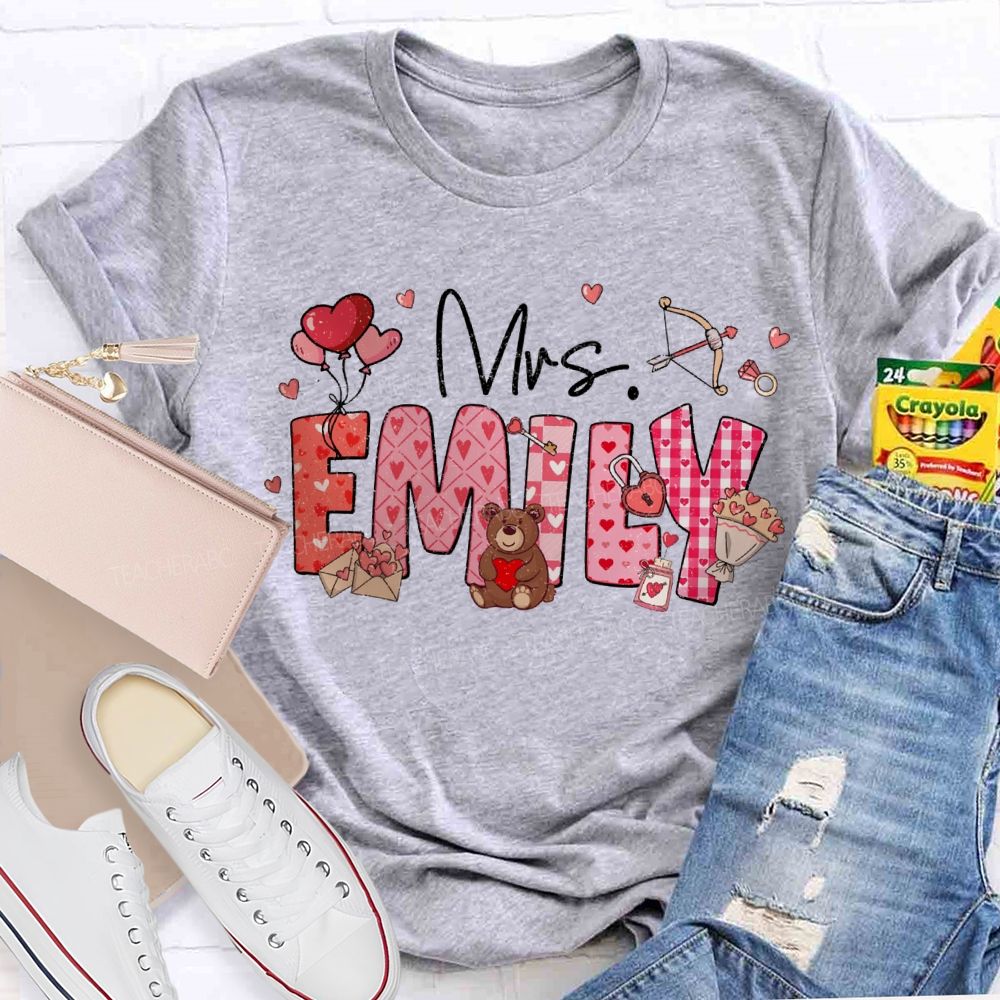 Personalized Name Heart-Shaped Fonts T-shirt