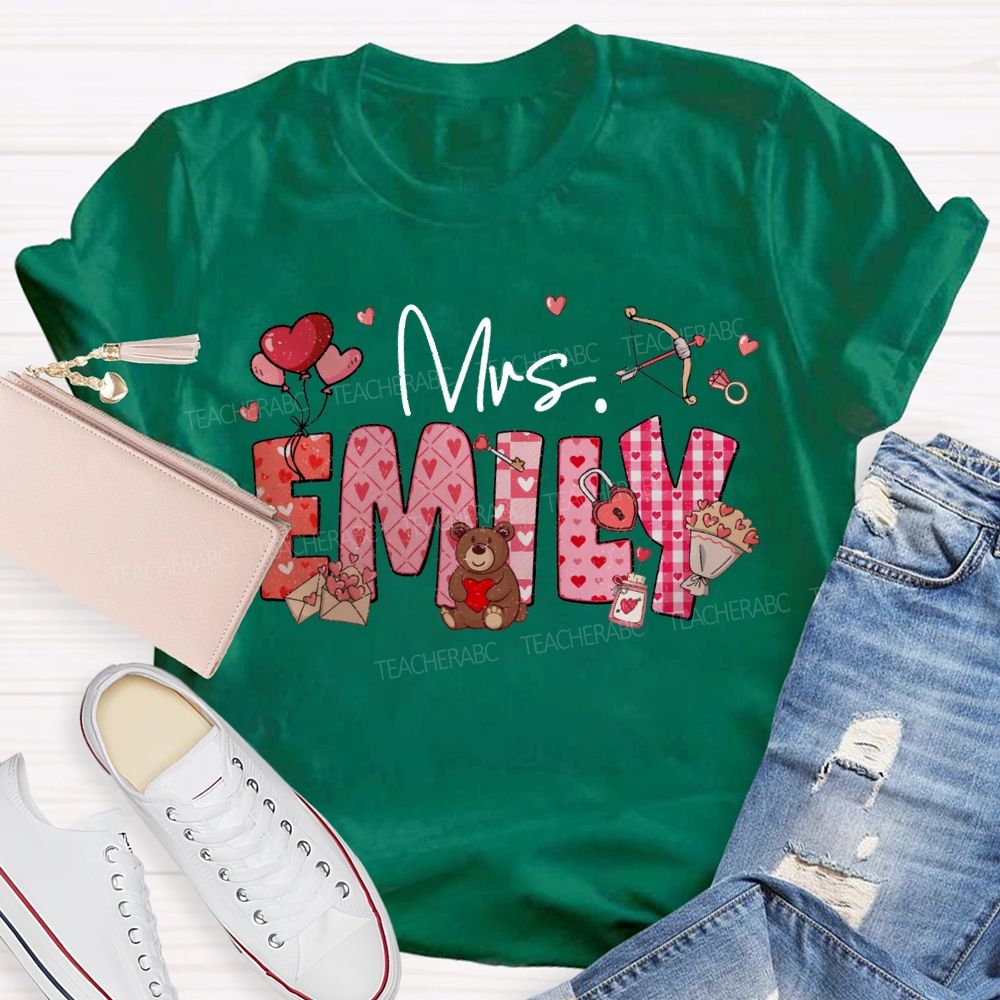 Personalized Name Heart-Shaped Fonts T-shirt
