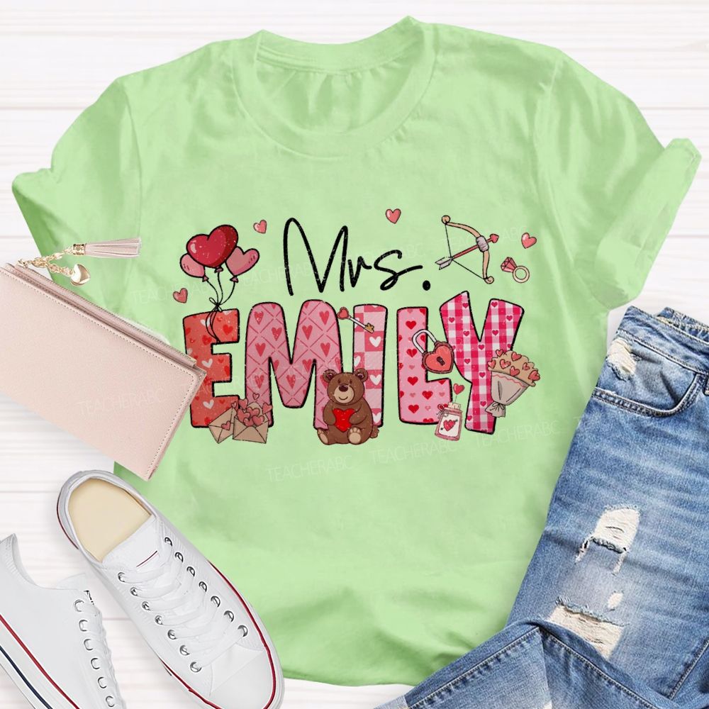 Personalized Name Heart-Shaped Fonts T-shirt
