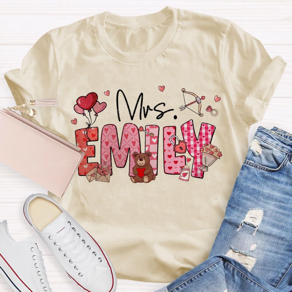 Personalized Name Heart-Shaped Fonts T-shirt
