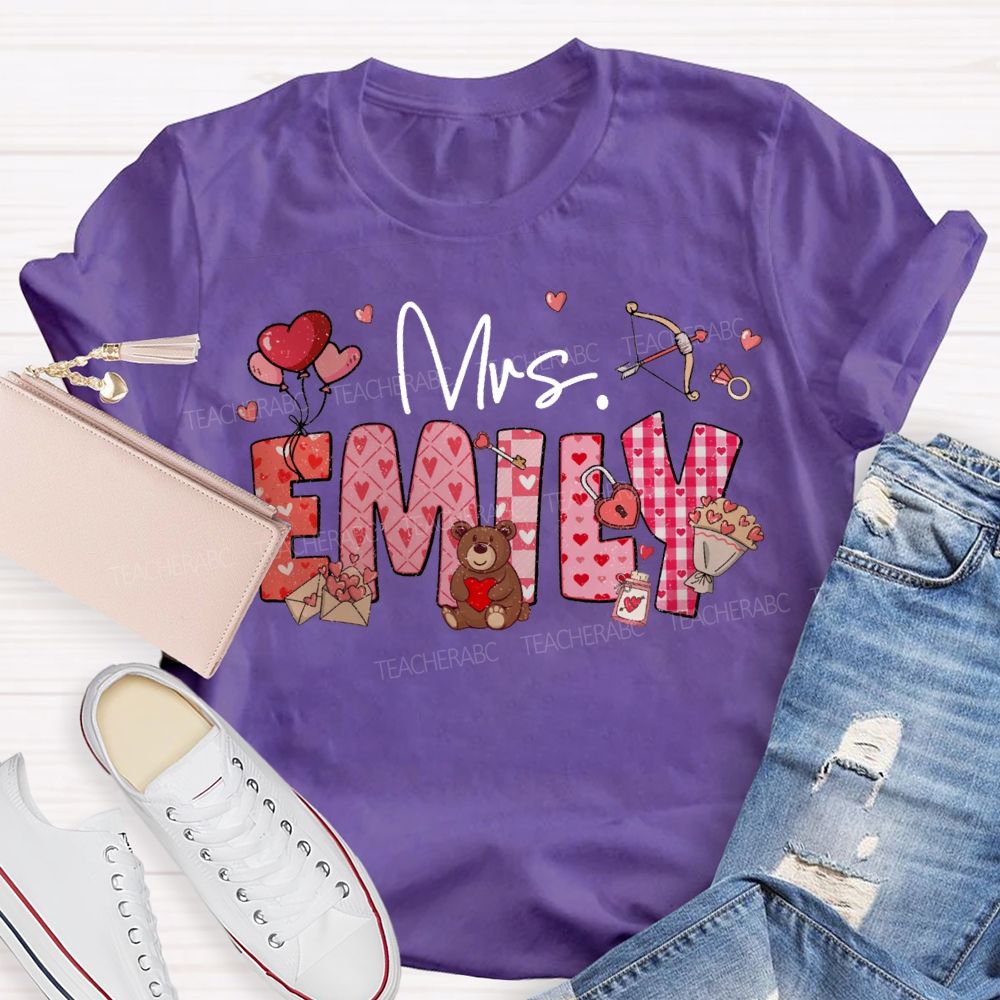 Personalized Name Heart-Shaped Fonts T-shirt