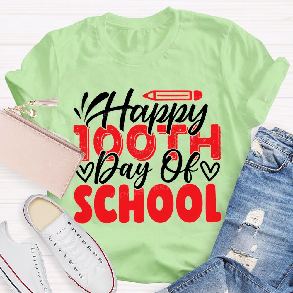 Happy 100th Day Of School Pencil Print T-shirt