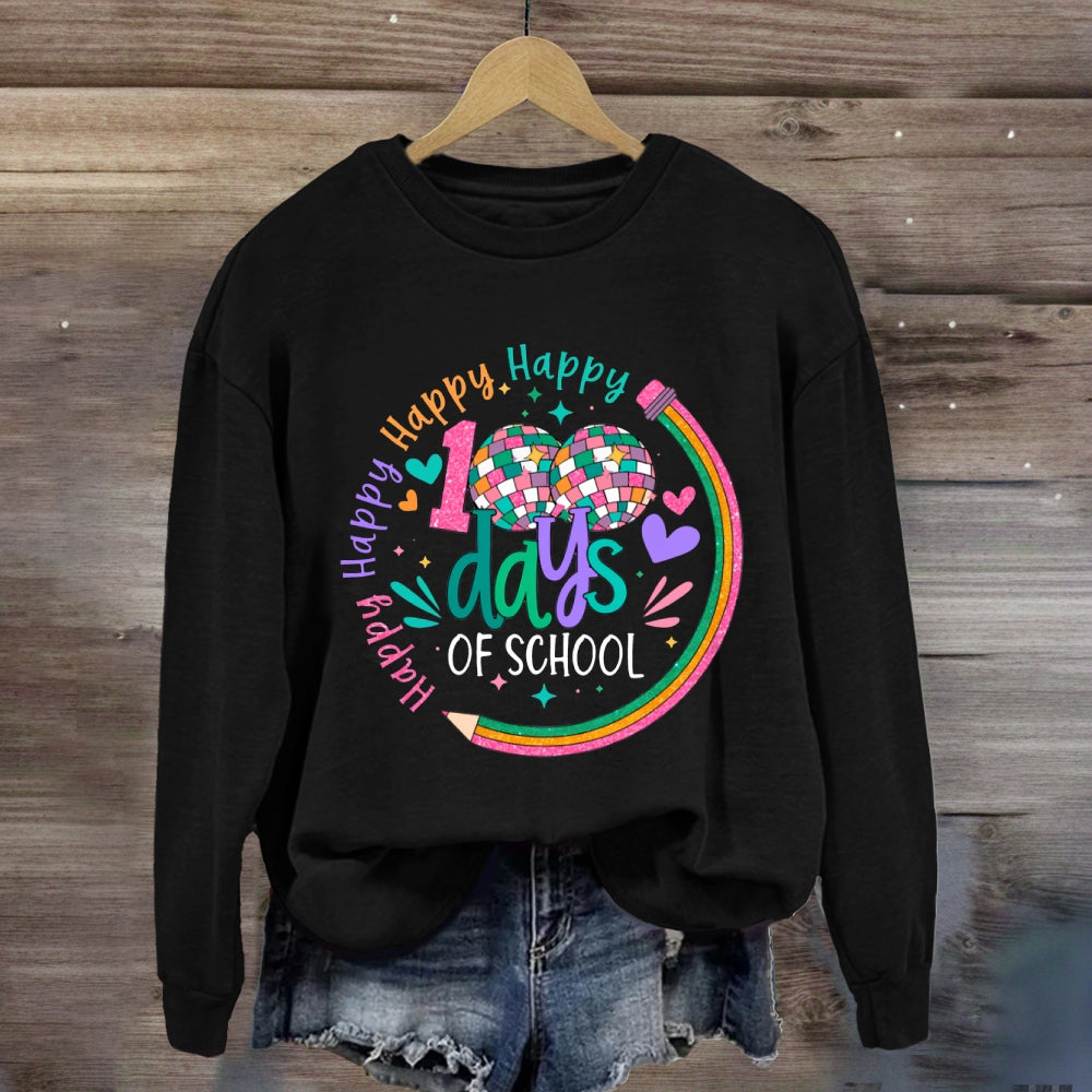 100 Days Of School Happy Colorful Heart Sweatshirt