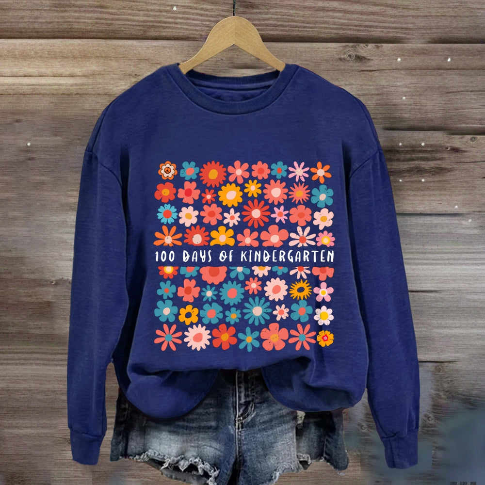 Personalized Grade 100 Days Of Kindergarten Colorful Little Flowers Sweatshirt