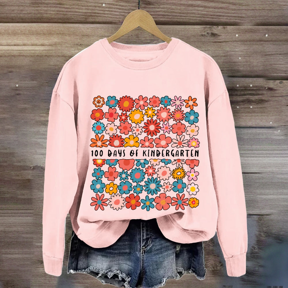 Personalized Grade 100 Days Of Kindergarten Colorful Little Flowers Sweatshirt