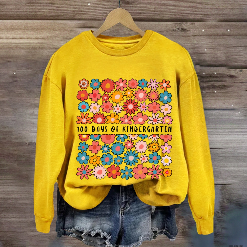 Personalized Grade 100 Days Of Kindergarten Colorful Little Flowers Sweatshirt