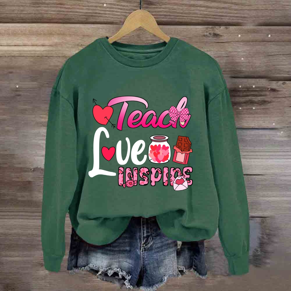 Teach Love Inspire Pink Heart Sweatshirt