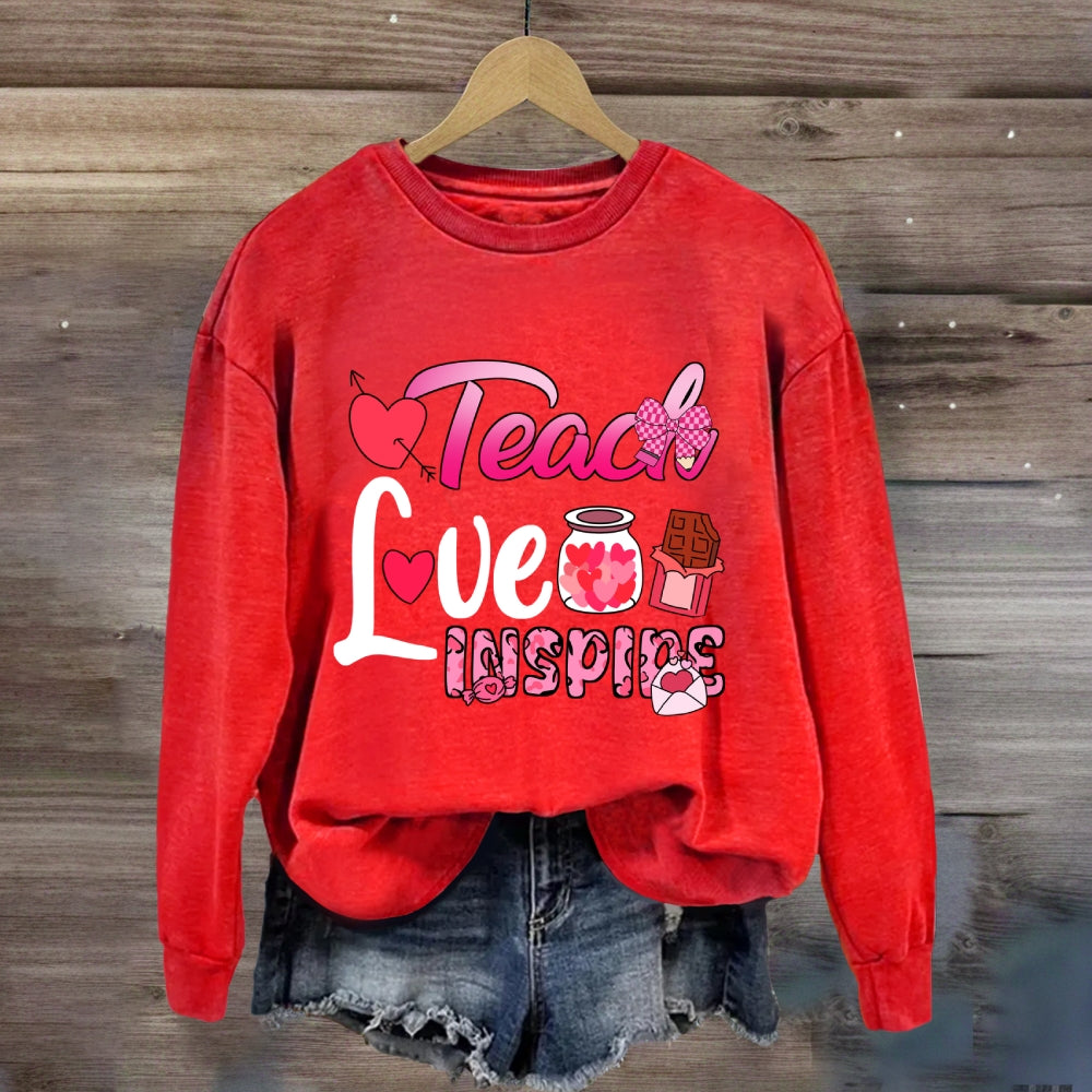 Teach Love Inspire Pink Heart Sweatshirt