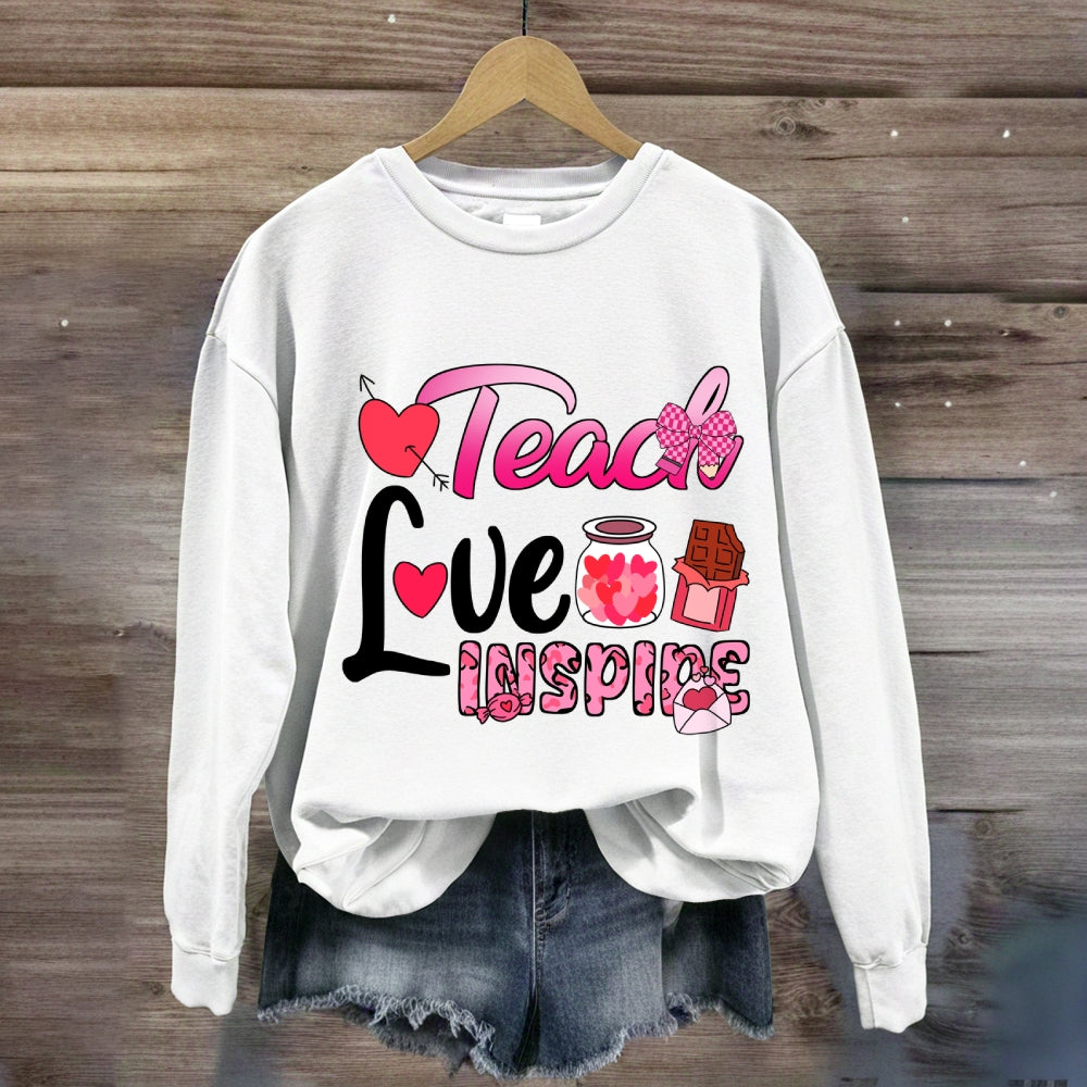 Teach Love Inspire Pink Heart Sweatshirt