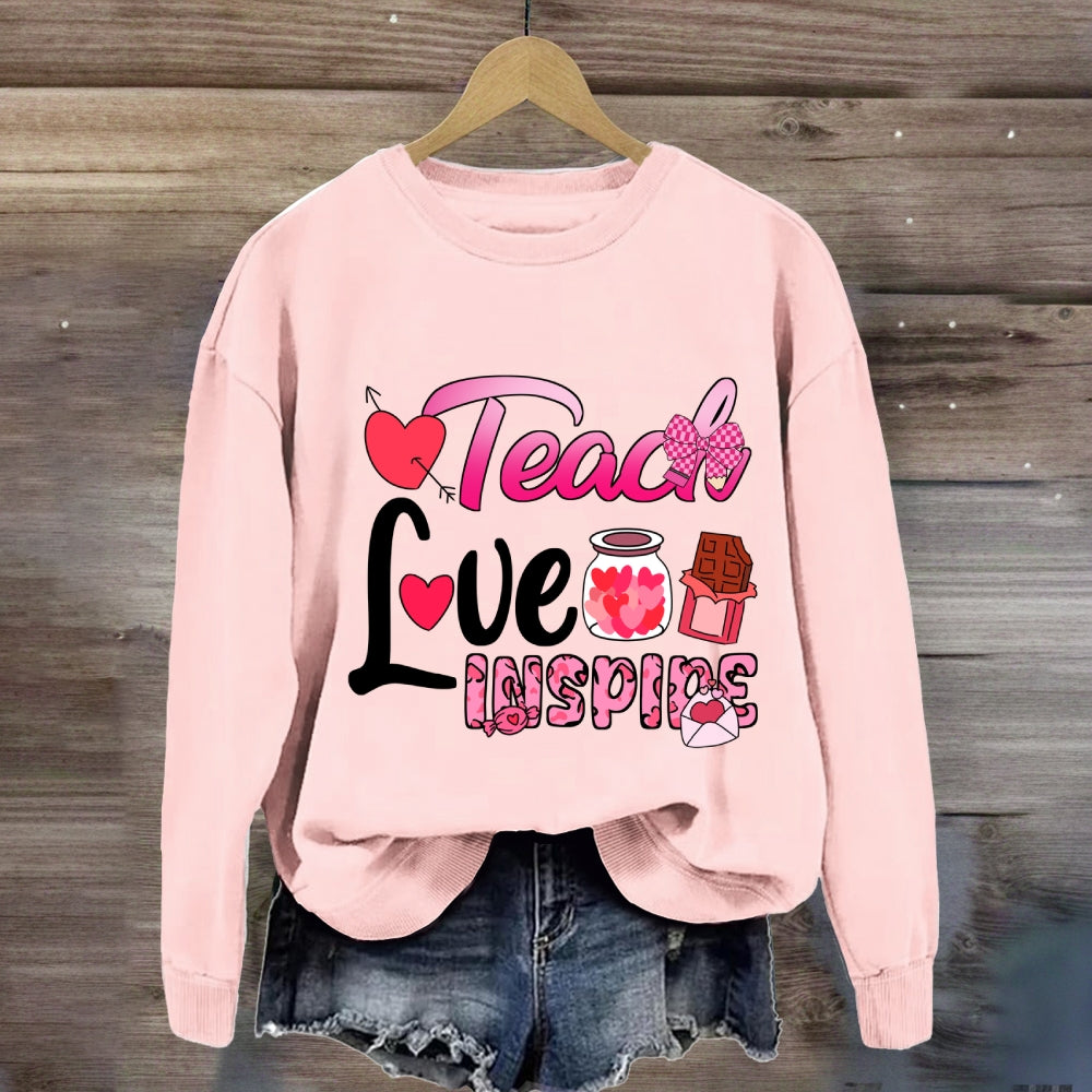Teach Love Inspire Pink Heart Sweatshirt